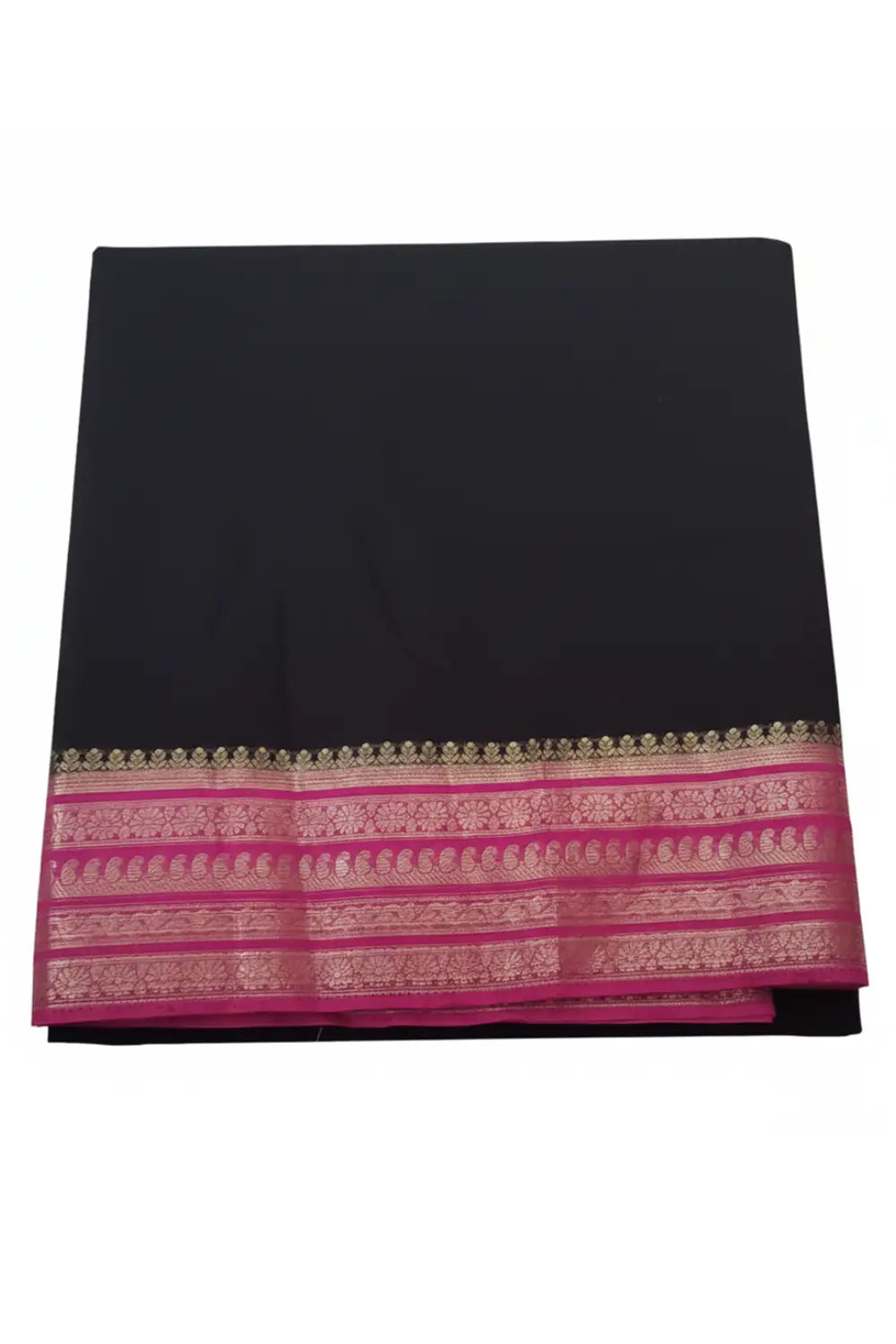 Black & pink Mysore Silk Saree