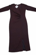 Shimmering Maroon Ruched Midi Dress