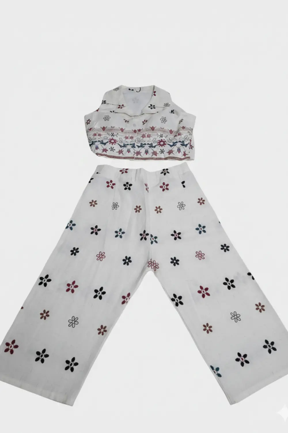 Floral Embroidered Cotton Co-ord Set
