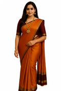 Vibrant Orange & Maroon Mysore Silk Saree