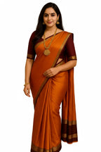 Vibrant Orange & Maroon Mysore Silk Saree