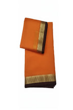 Vibrant Orange & Maroon Mysore Silk Saree