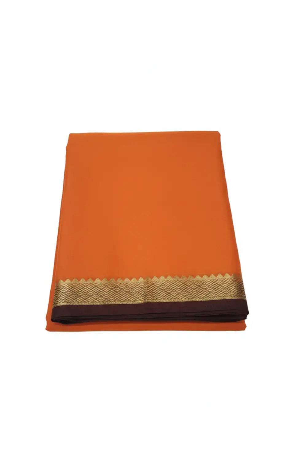 Vibrant Orange & Maroon Mysore Silk Saree