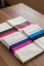 Contemporary Kerala Cotton Saree with Multi-Color Borders