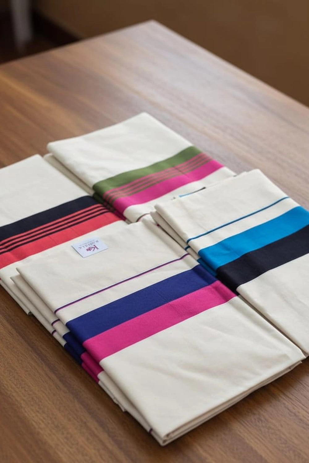 Contemporary Kerala Cotton Saree with Multi-Color Borders