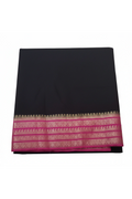 Midnight Black & Rani Pink Mysore Crepe